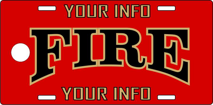FIRE RED LICENSE PLATE KEY CHAIN